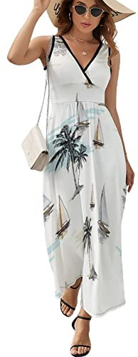 Women’S Dress Kokosnuss Palmen Flare-Kleid Mit Halber Ärmelpassform