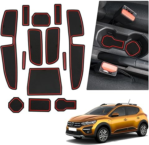 BIBIBO Gummimatten Antirutschmatten kompatibel mit Dacia Sandero 3 / Sandero Stepway III 2021-2024, Gummi-Automatten, Auto Matten Zubehör, Anti-Rutsch-Matte, Aufbewahrungsbox rutschfeste Matten