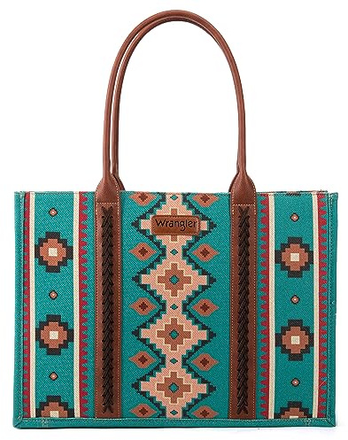 Wrangler Damen Aztec Tote Bag, Angel Diamond Teal Blue, Large