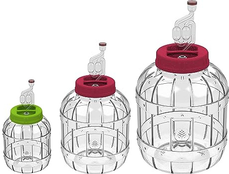 lilawelt24 3L+ 5L+ 8L Gärbehälter aus Kunstoff Gärbehälter mit Gäraufsatz, für Wein, Bier, Maische Weck, Weinballon Gärballon Flasche Milchsäuregärung