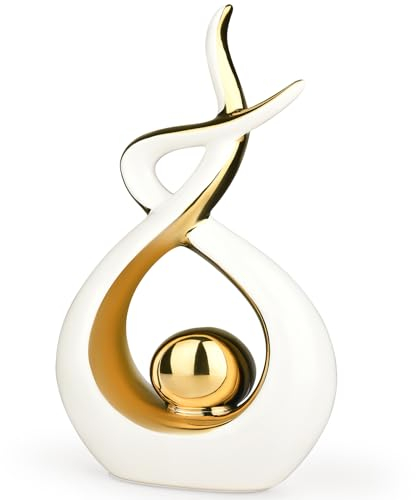 Ntmaichy Modern Abstract Art Ceramic Statue, Elegant Ceramic Spiral Sculpture Home Decoration Living Room Ornaments, Hopeful Flame Sculpture for Office Table Livingroom (White)