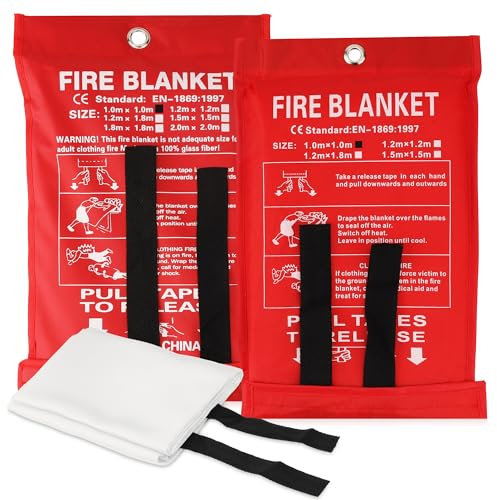 Notfall-Feuerdecke, schwer entflammbarer Schutz und Wärmedämmung, entworfen für Menschen Unterdrückung, feuerfeste Decke, Schweißdecke für Schule, Kamin, Grill, Auto, Büro, Lager (2)