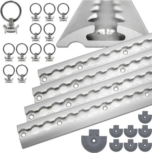 Airlineschiene 4 x 2 Meter im Set | Alu Airlineschienen | halbrund | Zurrschienen | für Anhänger, Wohnmobil, PKW, LKW | Zurrschiene im Set mit Endkappen und Fittingen