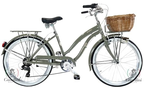 BICICLETTE CANELLINI Citybike Cruiser Fahrrad Vintage Bike Citybike Aluminium Dolce Vita Damen (Olivgrün)