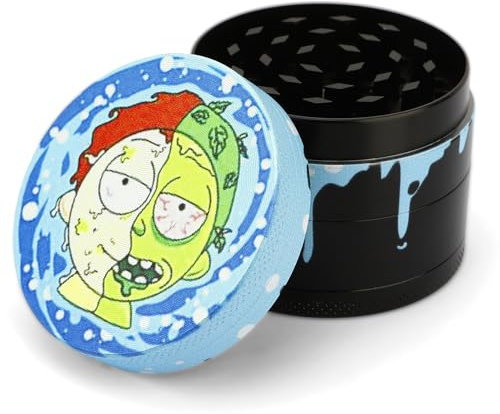4 Layer Spice Grinder Aluminium Alloy Herb Cartoon Grinder Medium 3.8cm (Blue)