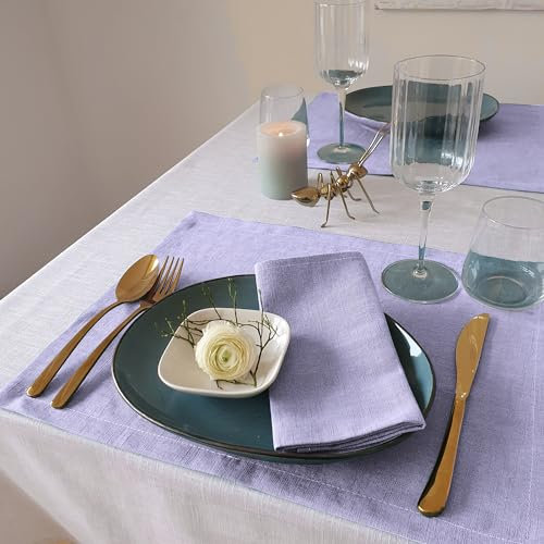 Farnberg Tischset aus Leinen - 8 Stück - edles Platzset - Untersetzer für ESS,- Küchentisch - waschbare Platzdeckchen - (45 x 35 cm) - (Flieder)