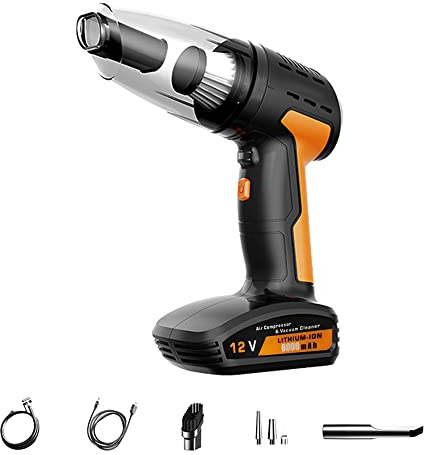 Gonfleur électrique,Funien Aspirateur de voiture multifonction haute puissance sans fil rechargeable pompe de gonflage de pneu de voiture affichage numérique testeur de pression des pneus avec lumièr