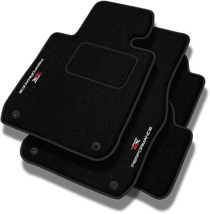 PERFORMANCE Personalisierte Velours Fußmatten Auto passend für Peugeot 206 1998-2012 - Standard, Perforiert, weiß und rot -Präzise CNC-Stickerei, Design-Lochpaspel, Auto Fußmatten - Perfekt für Autofa