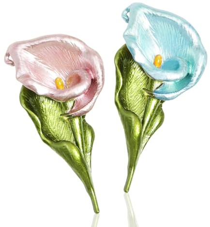 Lot de 2 broches élégantes en forme de lys calla rose et bleue - Accessoires de bijoux pour la fête des mères, un anniversaire, des vêtements pour femme, fille, vêtements, robe, écharpe, fête, cadeau,