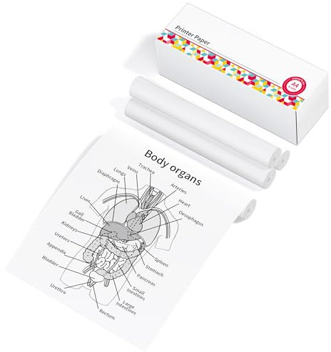 Phomemo Druckerpapier A4 für M832/M831/M833/M834/M835, Thermopapier A4 für Portable Inkless Printer, 4 Rolle Printer Paper