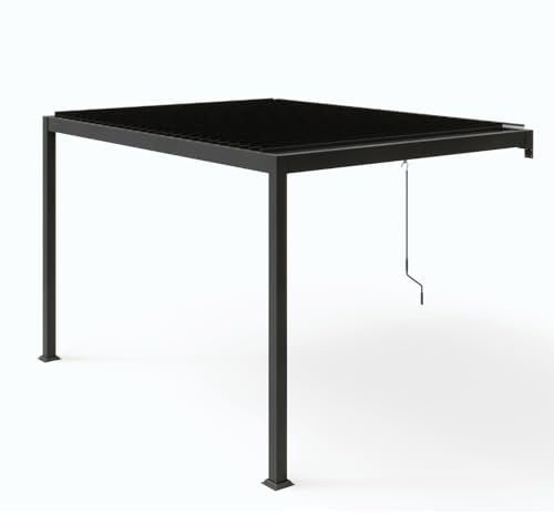CONCEPTO FÁBRICA | Pérgola bioclimática adosada Agadir | Superficie 3 x 4 m 12 m² | 2 Patas de aluminio | Hojas orientables de acero galvanizado | Calidad, Robustez y Longevidad