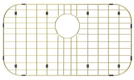 Alonsoo Gold Large 26 x 14 Kitchen Sink Grid,Sink Protector for Kitchen Sink,Stainless Steel Sink Rack with strainer,sink grate for Bottom of Sink,Rear Drain with Corner Radius,Stainless Steel