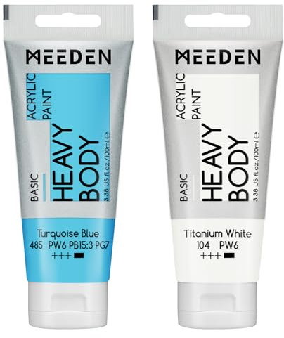 MEEDEN Pintura Acrílica Turquesa Azull: Tubo de Pintura Acrílica de 100 ml, con Titanio Adicional Blanco, para Vidrio de Tejido de Madera