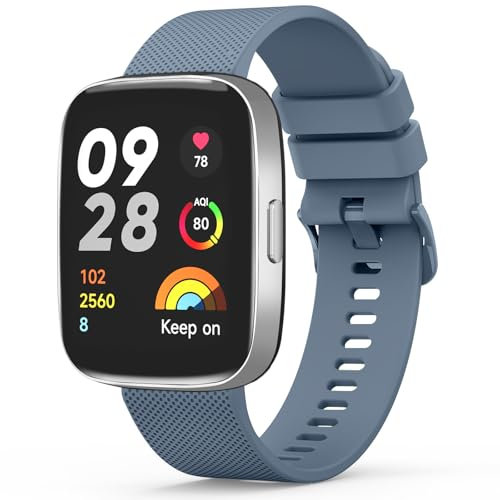 Vancle Silicona Correa para Xiaomi Redmi Watch 3 Active para Mujer Hombre, Pulseras de Repuesto Deportiva Duradera para Redmi Watch 3 Active (No Para Redmi Watch 3), Gris Azulado