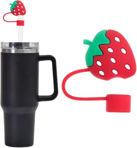 Red Silicone Straw Cover for Stanley 40&30 Oz Cup, 10mm Straw Cap, Cute Straw Topper for Tumblers