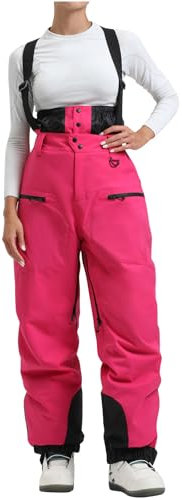 Skihose Damen Wasserdicht Schneehose Hosenträgerhose Winddichte Outdoorhose Snowboardhose Softshellhose Warme Gefütterte Skilanglaufhose Frauen Thermohose Wanderhose Warm Latzhose Ski Pant