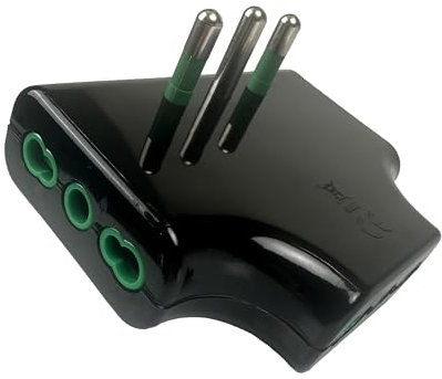 Fanton Adattatore salvaspazio da spina grande 16A a 3 spine bipasso 10A/16A, colore nero