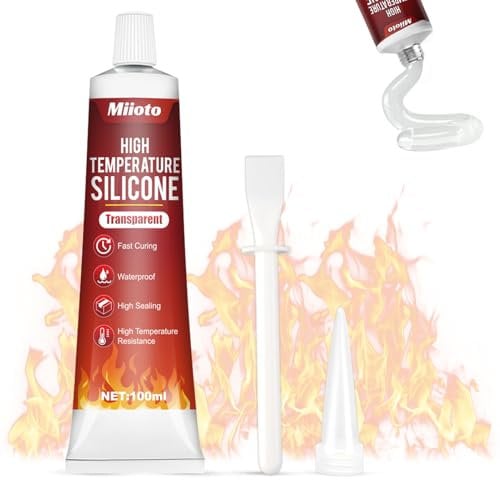 Miioto Hochtemperaturkleber, Kleber Hitzebeständig, Ofenschnurkleber, Backofen Kleber, Schamottkleber, Geeignet für Hochtemperaturabdichtung von Kaminen, Schornsteinen Grillrosten, 100ml
