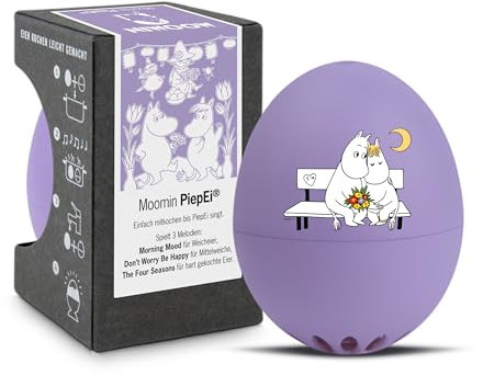 Mumin PiepEi Lila - Singende Eieruhr zum Mitkochen - Eierkocher für 3 Härtegrade - finnischer Cartoon-Klassiker - Lustiges Kochei - Musik Eggtimer - Brainstream