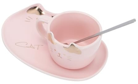 Ciieeo 1 Set Insieme Della Tazza Di Caffè Tazza Pratiche Tazze Per Bevande Squisite Tazze Da Caffè Coppa Con Coperchio Ceramica Rosa