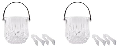 Xnuiasqe 2X Ice Bucket Plastic Ice Bucket with Handle Acrylic Transparent Champagne Beer Wine Ice Bucket for Home -Transparent