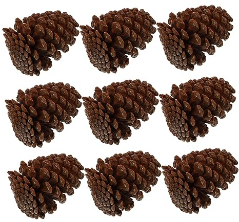 Garneck Natürliche Tannenzapfen Deko Braun für Zuhause und Büro | Rustikale Weihnachtsdekoration, Pinienzapfen als Baumschmuck, Exquisite Naturoptik, 9 Stück