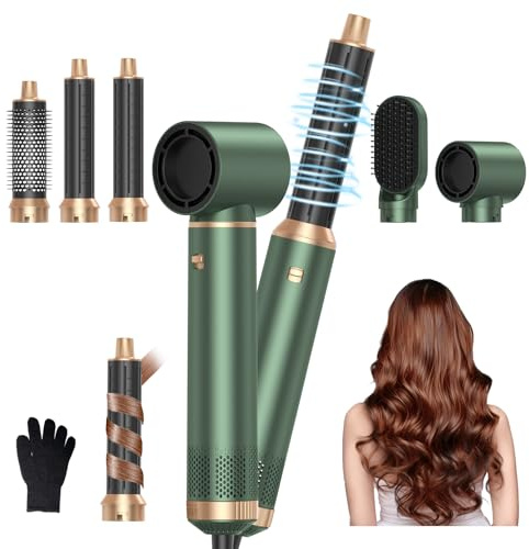 Hair Styler Set, Hairstyler 5 in 1, föhn 5 in 1 Haarstyler Mit Rundbürstenföhn Haarstyler Warmluftbürste Föhn Lockenstab Luft Thermal Brush Für Glätten, Trocknen, Volumen, Locken