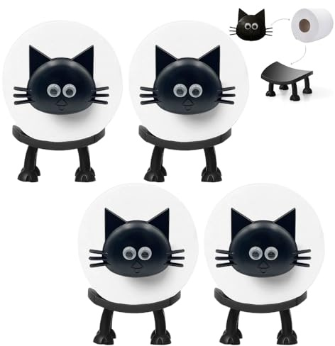 Toilettenpapierhalter Katze, 4 Stück lustiger Toilettenpapierhalter, für 42mm Rollen - Perfekt als Deko, freistehend, Badezimmer-Set für Toilettenpapier, Klorollenhalter (Kleines Kätzchen)