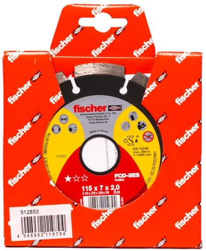 Fischer FCD-SES 115x2,0 DIA Disco da Taglio Diamantato Corona Segmentata per Taglio Veloce Cemento Armato, per Smerigliatrice Angolare, 1 pz