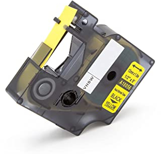 vhbw Schriftband-Kassette kompatibel mit Dymo Rhino 4200, 5200, 6000 Etiketten-Drucker Schwarz auf Gelb, Schrumpfschlauch-Kassette, 12 mm