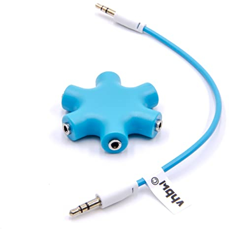 vhbw Audio Splitter, répartiteur 5 Sorties AUX Bleu pour écouteurs, boxs, Hauts-parleurs, tablettes