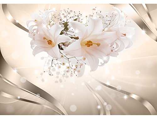 Runa Art Fototapete Blumen Lilien Modern Vlies Wohnzimmer Schlafzimmer - Made in Germany - 308 x 220 cm Beige 9355010c
