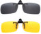 BOZEVON Clip auf Sonnenbrillen - Herren / Damen Flip-Up Polarisierende Sonnenbrillen Nachtsichtgläser Fit Over Brillenträger für Autofahren und Außenbereich, 1 * Grau & 1 * Gelb - M