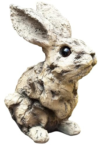 Darthome Wood Effect Bunny Sculpture 10x17x15cm Brown Resin Rabbit Animal Outdoor Garden Ornament