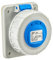 Base enchufe industrial hembra, Toma de corriente industrial, Intensidad 16A, Polos 2P+T, Tensión 250V, Grado de protección IP44, IP54, IP67, IP68, Resistencia impacto IK08,Apto para empotrar, Azul