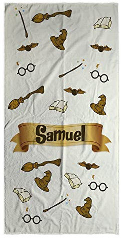LolaPix Toalla Mago. Regalos Personalizados. Toalla de Playa. Toalla Personalizada con Nombre. Varios diseños. Mago