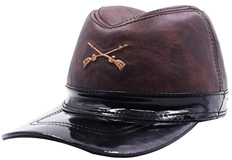 Yosang Civil War Kepi Union Army Leder Baseball Cap US North Soldier Hat, Braun, Large