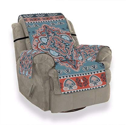 A.Monamour Sofabezug Sofaüberwurf Sesselschoner Indisches Blumen Paisley Stammes Ethnisches Boho Mandala Muster Samt Sesselbezug Sesselhusse Sessel Abdeckung Sesselschutz Stuhl Abdeckung Stuhlschutz