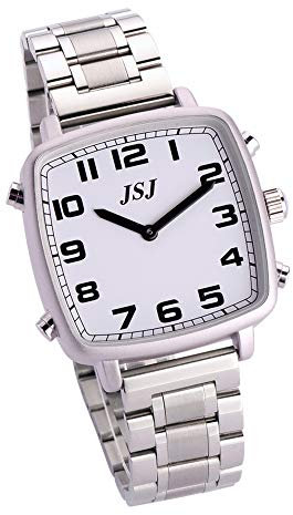 Sprechende Armbanduhr mit Sound in Italienisch, mit Wecker und Zeitanzeige, quadratisches Gehäuse mit weißem Zifferblatt Cinturino Farfalla Chiusura Pieghevole Tisw-1802it