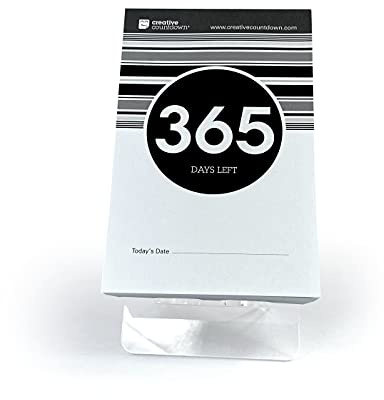 Countdown-Kalender, 1 Jahr (365 Tage), für Veranstaltungen, Ziele und Anlässe, 14,6 x 9,5 cm, schwarz-weiß, abreißbar, Countdown-Kalender, Tisch und Schreibtisch-Einheit, perfekt als Geschenk für