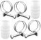 ZANPOON 4 Pcs Double Wire Hose Clips with 2 Pcs Inline Pond Hose Connector Jointer, Adjustable 304 Stainless Steel Hose Clamps, Suitable for Home and Industry (32 mm/ 1.25 inch)