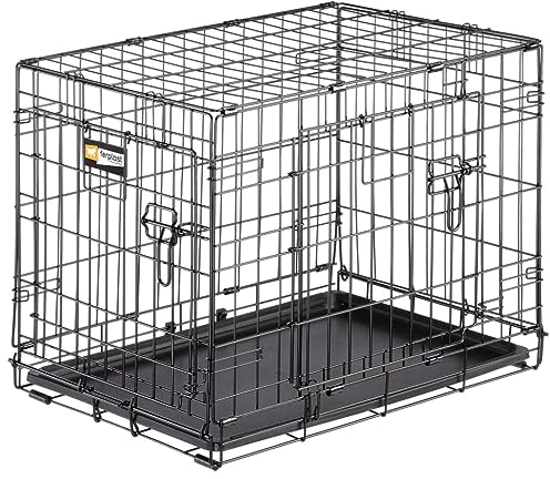 Ferplast Zusammenklappbares Hundekäfig DOG-INN 60 Käfig für Welpen, Hundetransportbox, inklusive Trennwand, zwei Türen mit Sicherheitsverschluss, 64 x 45 x h 49 cm Schwarz