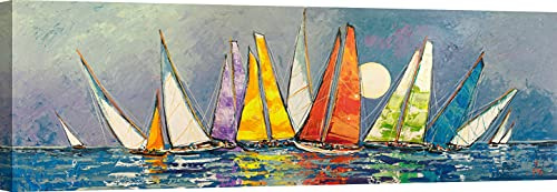 ART PRINT CAFE' Luigi Florio, Regatta im Mondschein II, 150x50