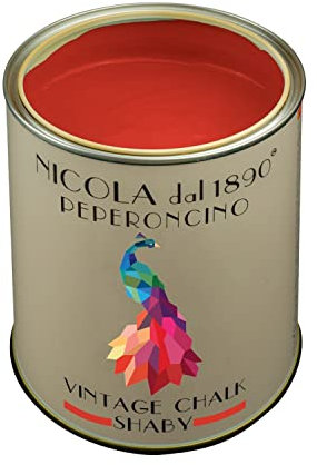 Vernice Vintage Chalk Shabby a Base di Acqua, per Interni ed Esterni, Aspetto Opaco, Made in Italy, Colore Peperoncino - Formato 0,25 lt