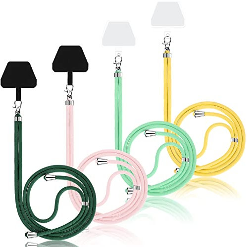 Weewooday 4 Pcs Universal Cell Phone Lanyard Around The Neck Phone Strap Crossbody with Patch for Most Mobile(Fresh Color Series)