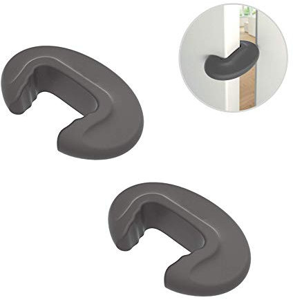 Fred Home Safety Door Slam Stopper | Baby Safety Finger Guards for Internal Doors | Includes 2 Plastic Baby Proofing Door Stoppers | Dark Grey