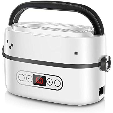 HMTE Fiambrera eléctrica, Calentador portátil para Comida, Fiambrera de cerámica, Mini Olla arrocera con calefacción eléctrica automática, Fiambrera con Aislamiento térmico para oficinista