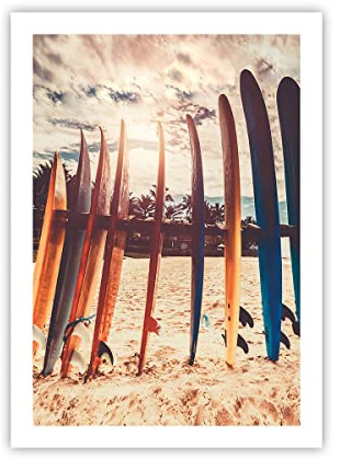 ARTTOR Poster Wandbild Kunstdruck 50x70cm Maritim Reisen - 4992 - P2X | Surfen Strand Planke Vertikal ohne Rahmen Wohnzimmer Schlafzimmer Küche Büro Wanddeko Kunstposter ARTTOR