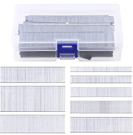Keadic 4000Pcs 8 Sizes 18 Gauge Brad Nail Assortment Kit, 3/8 to 2 Galvanized Steel Straight Finish Nails Gun Electric Finishing Pin Brads for Moldings Cabinets Installation