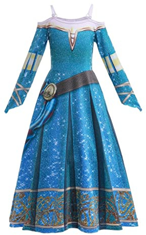 Lito Angels Prinzessin Merida Kleid Kostüm Verkleidung für Fasching Kinder Mädchen Größe 6-7 Jahre 122, Blau (Tag-Nummer 120)